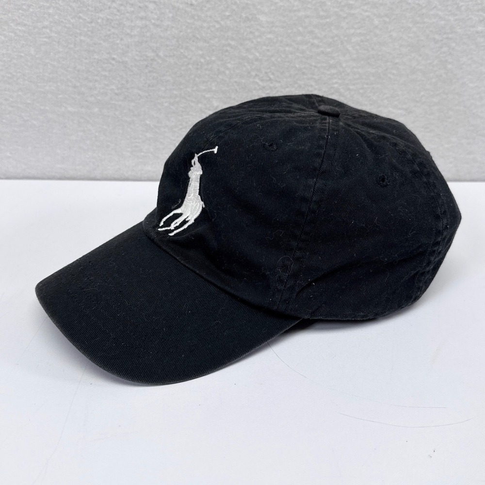 Polo Ralph Lauren Big Pony Cap Hat Mens One Size Fits All Black Leather Strap - Picture 3 of 7